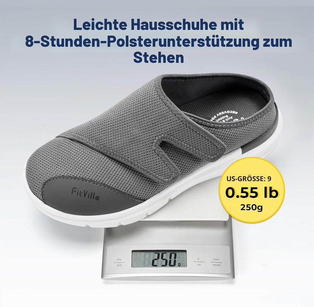 FitVille Diabetikerslipper Herren Extra Weit Gesundheitsschuhe mit Klettverschluss Orthopädische Hau