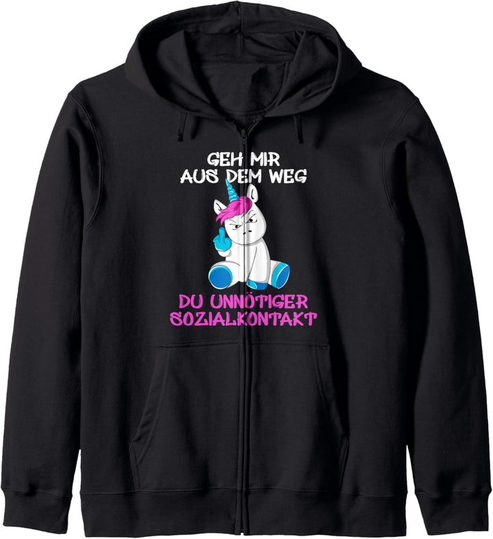Geh Mir Aus Dem Weg Du Unnötiger Sozialkontakt Einhorn Fun Kapuzenjacke