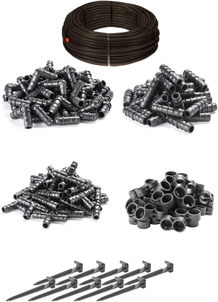 HaGa® Bewässerungsset - Tropfschlauch 16mm in 100m Länge mit Druckkompensierung inkl. Zubehör - Perl