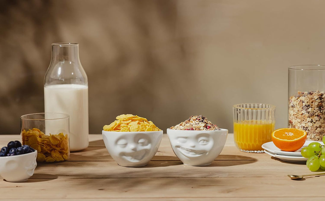 FIFTYEIGHT PRODUCTS / Schälchen-2er Set „Lachend & Zwinkernd“ (Porzellan, 200ml, Weiss, Made in Germ