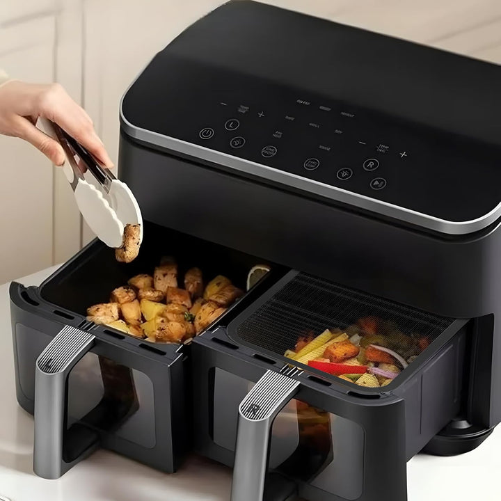 Edelstahl Spritzschutz für Cosori Airfryer 8,5L / Dual Blaze TwinFry 10L, 2 Stück Spritzschutz für H