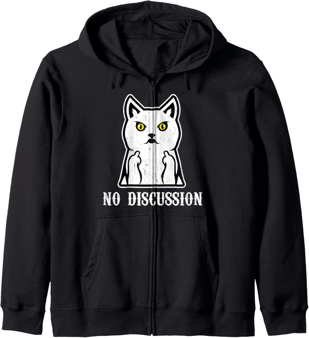 Keine Diskussion! Statement Böse Katze Mittelfinger Genervt Kapuzenjacke