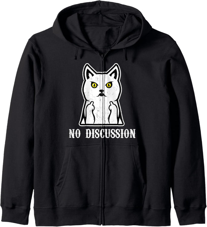 Keine Diskussion! Statement Böse Katze Mittelfinger Genervt Kapuzenjacke
