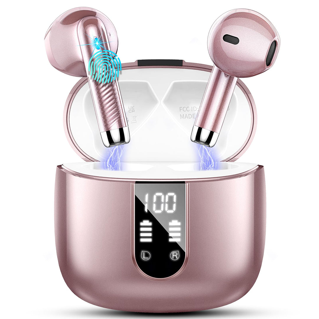 Bluetooth 5.3 Kopfhörer, In Ear Kopfhörer Kabellos mit 4 Mic, 48H Tiefer Bass Spielzeit Wireless Ear