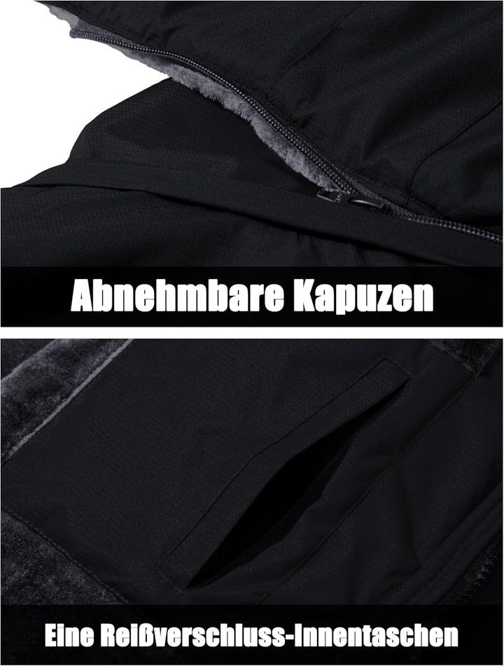 MAGCOMSEN Herren Winter Skijacke Fleece Gefüttert Jacke Outdoor Verdickt Softshelljacke Wasserdicht