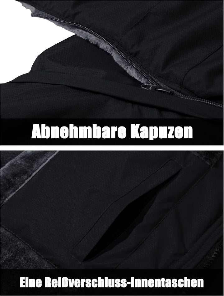 MAGCOMSEN Herren Winter Skijacke Fleece Gefüttert Jacke Outdoor Verdickt Softshelljacke Wasserdicht