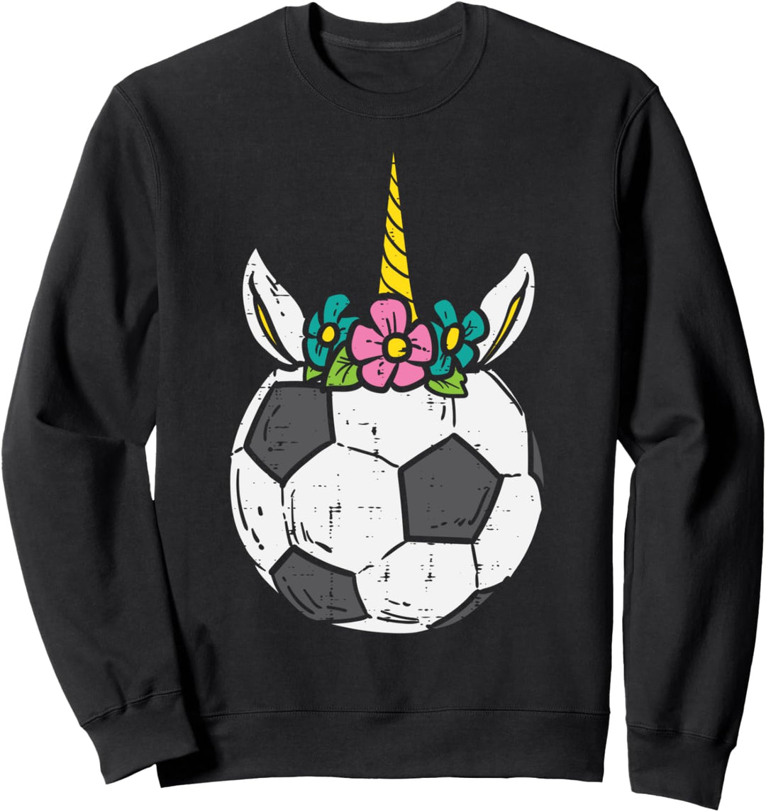Einhorn-Kopf-Fussball für Mädchen und Frauen. Sweatshirt