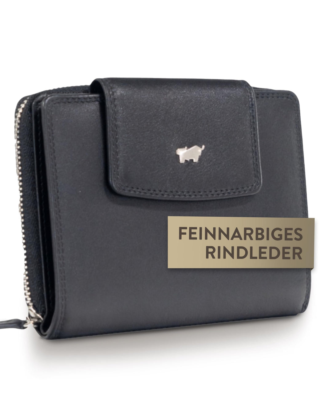 BRAUN BÜFFEL Herren Geldbörse aus echtem Rindsleder Golf mit RFID Schutz - Mittelgrosse Reissverschl