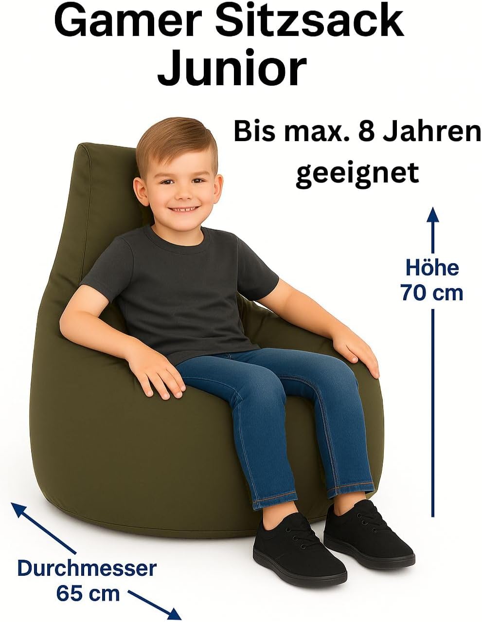 PATCH HOME Gamer Kissen & Lounge Sitzsack – befüllbar mit Reissverschluss, gefüllt mit Styropor, gee