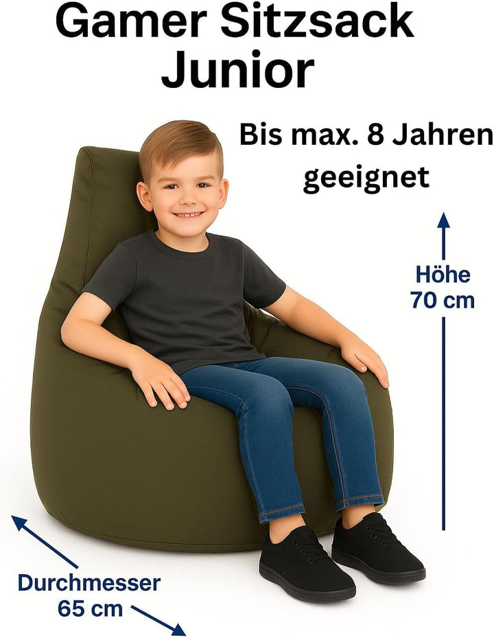 PATCH HOME Gamer Kissen & Lounge Sitzsack – befüllbar mit Reissverschluss, gefüllt mit Styropor, gee