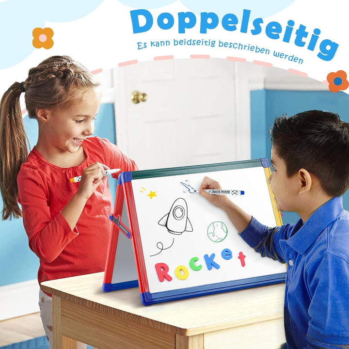 Swansea Magnettafel Kinder, Klappbar Whiteboard, A3, Doppelseitig mit Buchstaben- und Zahlenmagneten
