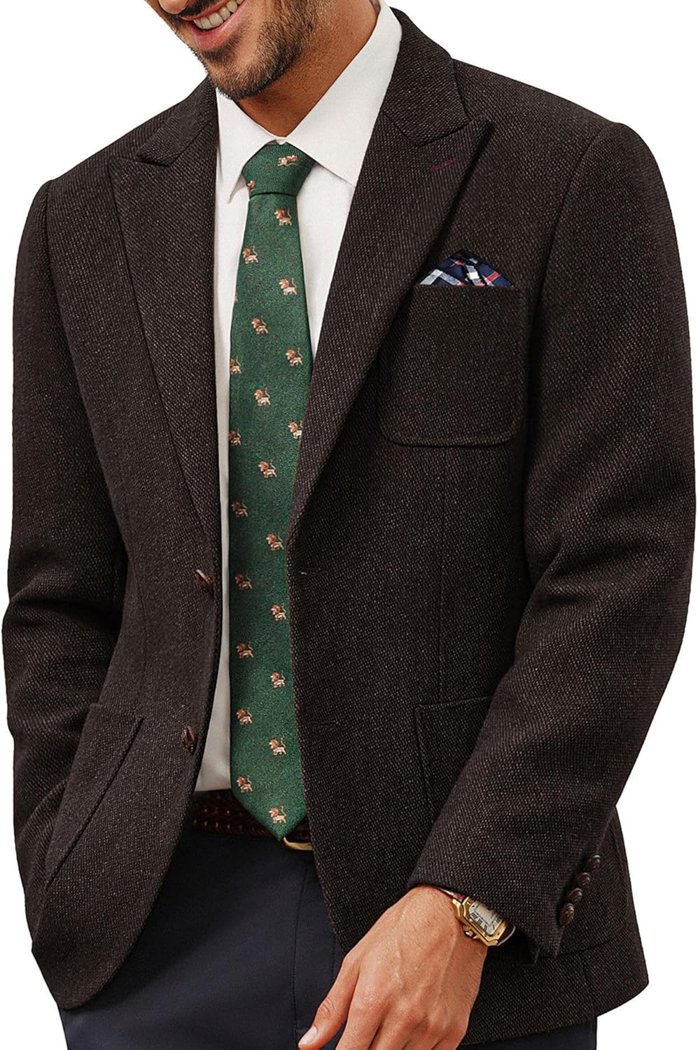 PJ PAUL JONES Sakko Herren 2 Knöpfe Tweed Wolle British Blazer Regular Fit Business Anzugjacke Männe