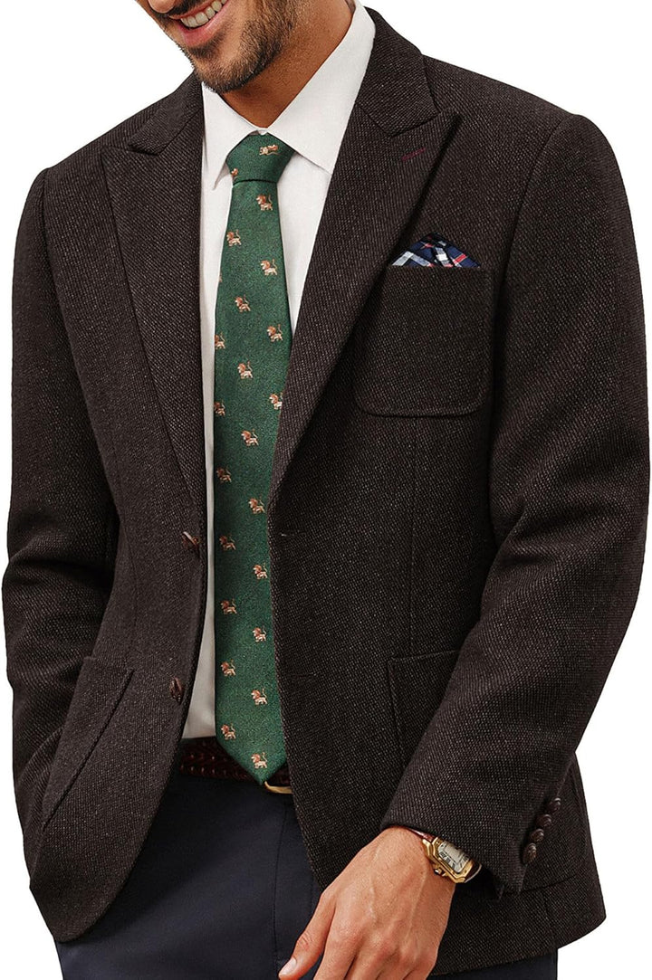 PJ PAUL JONES Sakko Herren 2 Knöpfe Tweed Wolle British Blazer Regular Fit Business Anzugjacke Männe