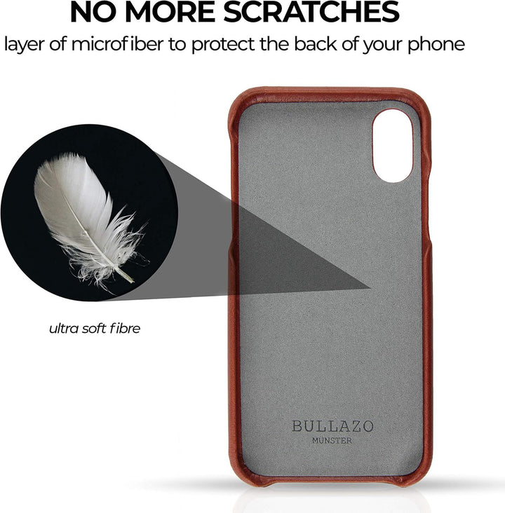 BULLAZO Menor Urban, Edle Hülle aus Leder mit Kartenfach, Kompatibel mit iPhone X 10 XS 10S, Braun,
