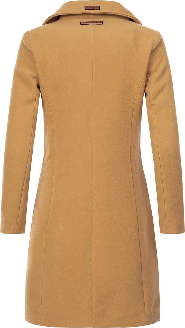 MARIKOO Damen Wollmantel Langer Trenchcoat mit Reversekragen Nanakoo XS-XXL XXL Braun, XXL Braun