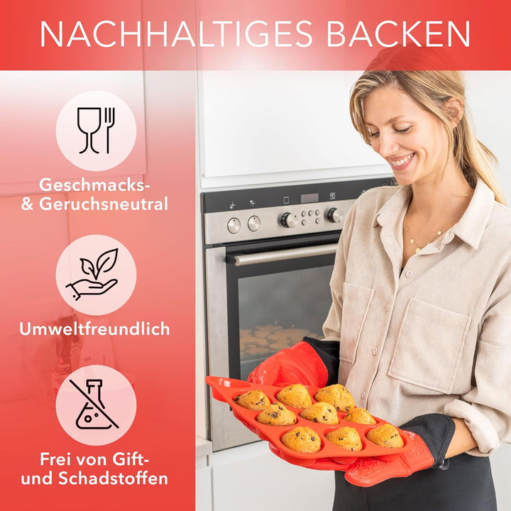 AVANA Muffinblech aus Silikon für 12 Muffins BPA-frei Antihaftbeschichtung Muffin Form Cupcake Backb