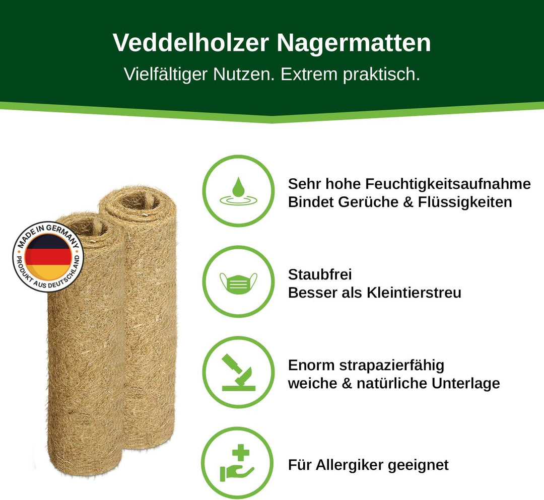 Veddelholzer 3 Hanfmatten für Nager Kaninchen Käfige &amp; Gehege von Meerschweinchen Hamstern Nagertepp