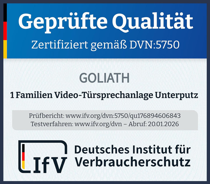 GOLIATH Basic Video Türsprechanlage, 2 Draht Bus, 2X 7 Zoll Monitor, Unterputz Türklingel mit Kamera