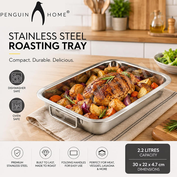 Penguin Home Premium-Edelstahl-Bräter - kompatibel mit allen Herdarten ausser Induktion - robust und