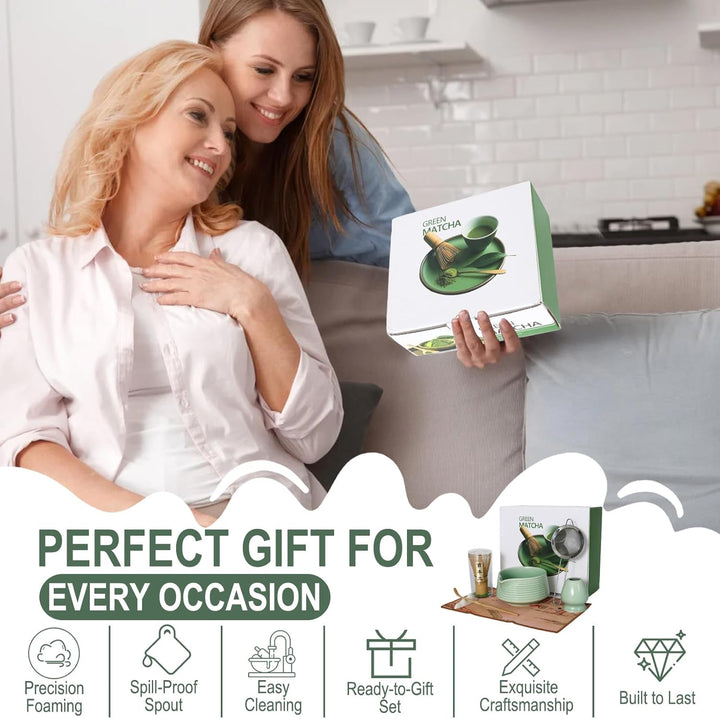 8 Stück Matcha Set,Grüner Matcha Set,Japanisches Tee-Set mit Matcha Besen,Matcha Besen Matcha, Schal