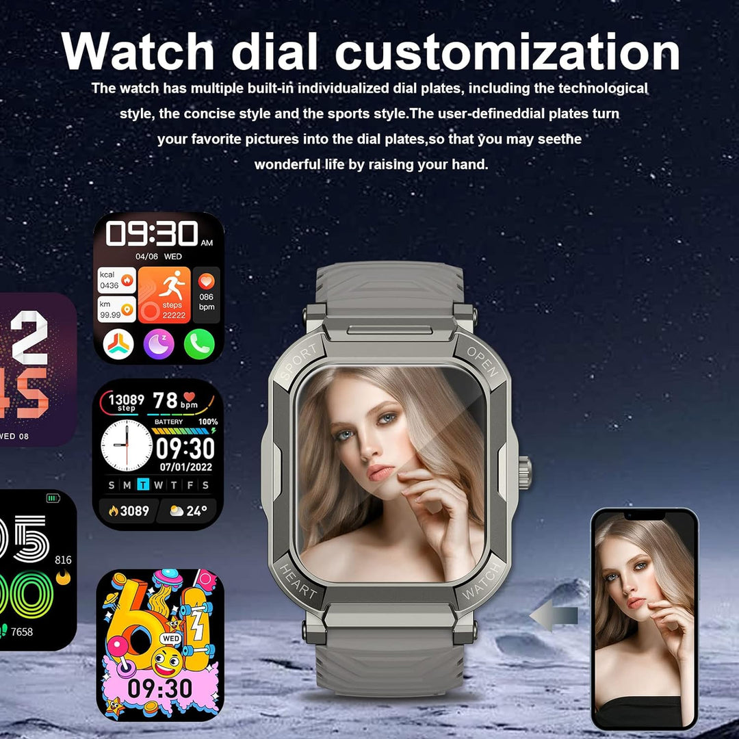 SUPBRO Smartwatch Herren Damen mit Telefonfunktion Fitnessuhr mit Bluetooth Anruf 1.91" HD Voll Touc