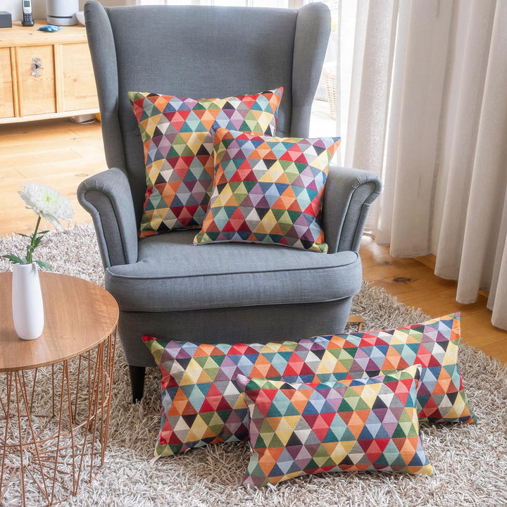 Selfitex 2er Set Bunte Sofakissen mit Füllung und Bezug 40x40, Luxus Sofakissen, farbenfrohes Couchk