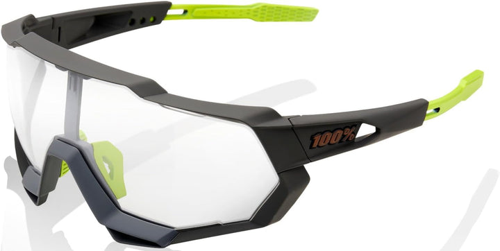 100% Unisex Speedtrap - Soft Tact Black - Hiper Red Multilayer Mirror Lens Helm_sunglas_gloves_100%