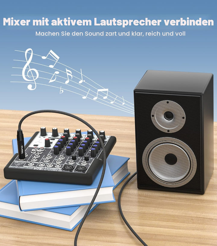 Tisino Klinke 6,3 TRS auf XLR Kabel, Symmetrisches 6,35 mm Stereo Klinke auf xlr Signalverbindungska