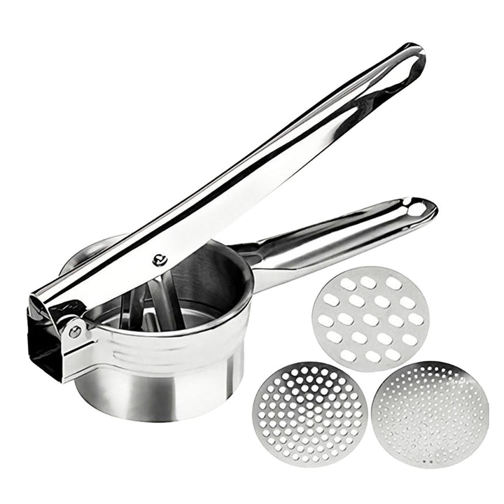 Intirilife Kartoffelpresse Spätzlepresse aus Edelstahl in Silber - 26.6 x 9.3 x 6.8 cm - Kartoffel S