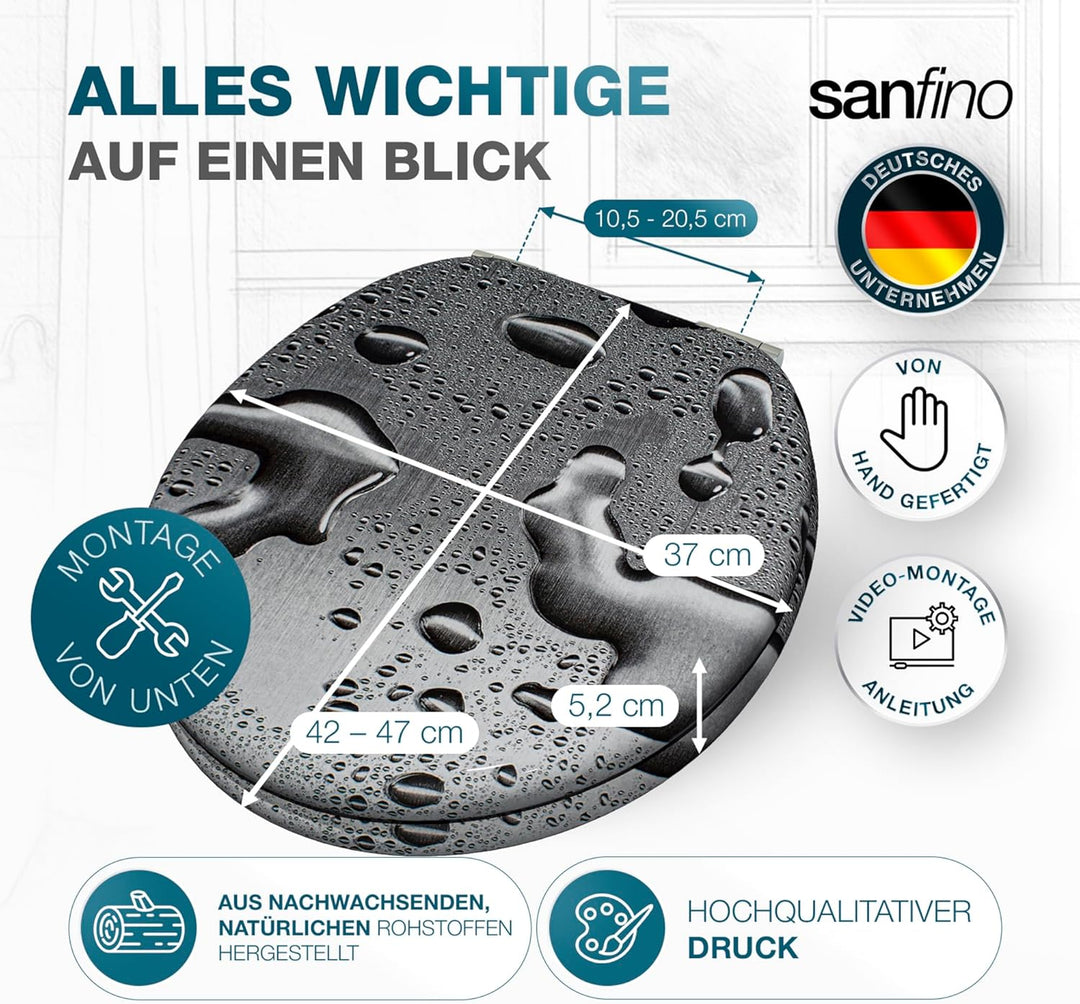 SANFINO® Premium WC Sitz mit Absenkautomatik – hochwertige Toilettendeckel aus Holz, viele bunte Mot