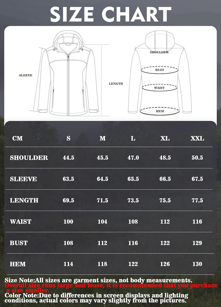ATLASLAVA Damen Softshelljacke Wasserdichte Atmungsaktive Leichte Fleece Kapuze Übergangsjacke Laufe