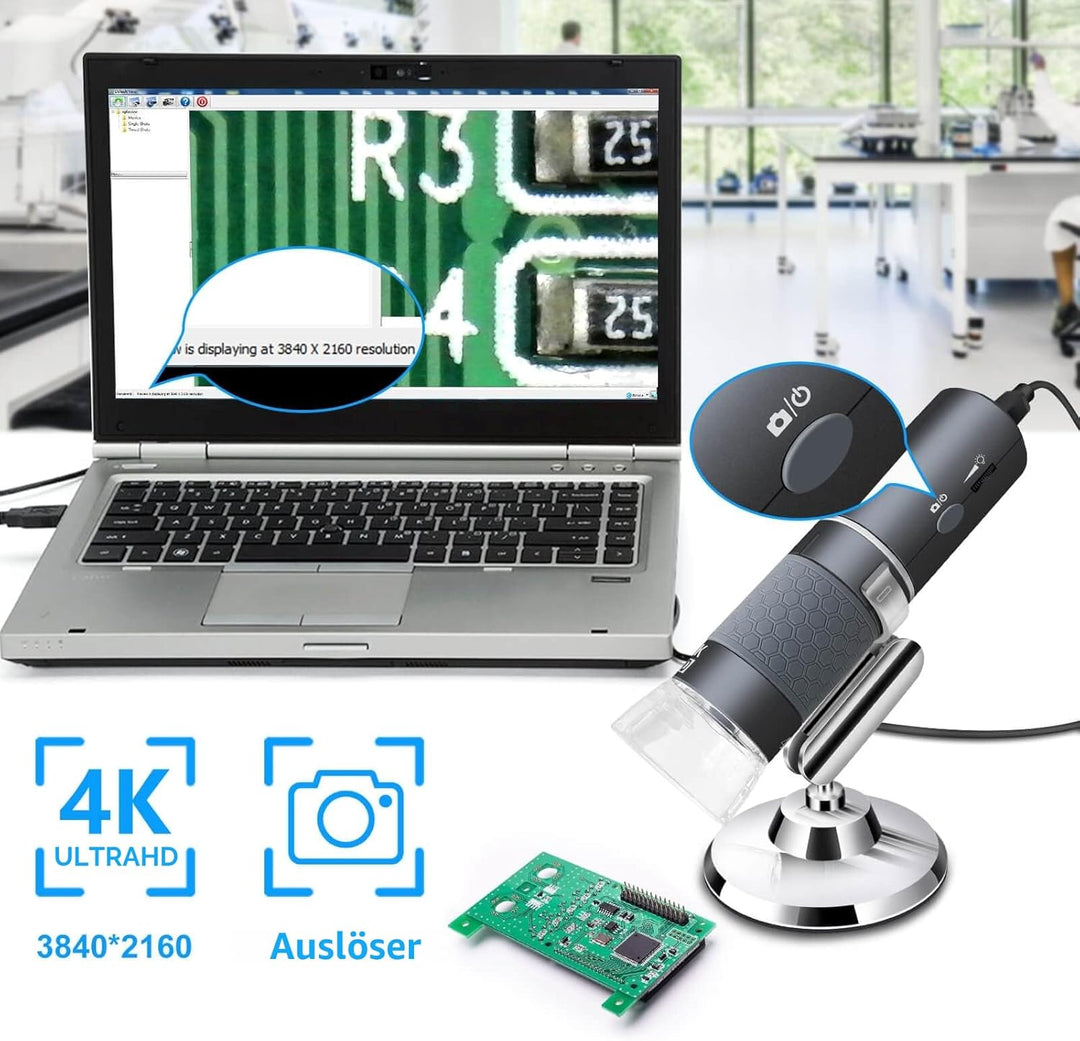 Ninyoon 4K WiFi Mikroskop für iPhone Android, 50 bis 1000X USB Digital Mikroskop Wireless Super HD E