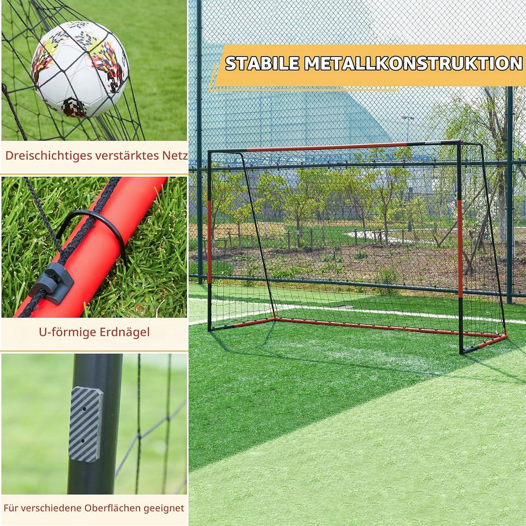 KAIHAOWIN Metall Fussballtor 76x91|125x185|193x244|203x308-Fussballtor mit Stahlrahmen Torpfosten-To