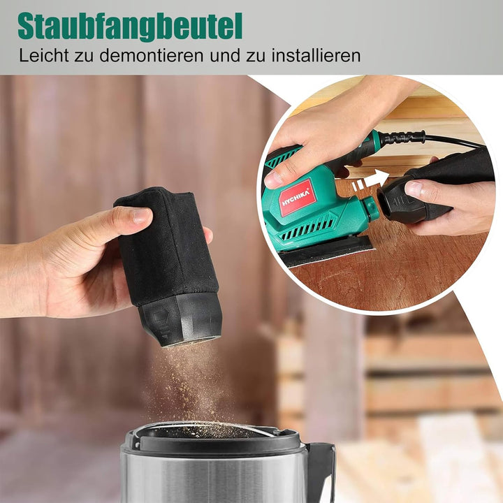 HYCHIKA Schwingschleifer, 200 W, 14000 U/min, dreieckiger Schleifer, vibrierend, mit 12 Schleifblätt