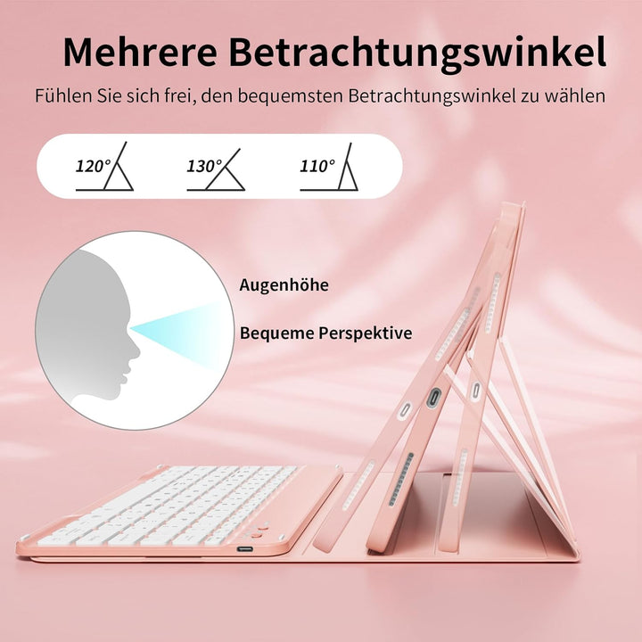 Hülle mit Tastatur für iPad A16 11/10 Generation (2025/2022, 11/10.9 Zoll) mit Stifthalter, Magnetis