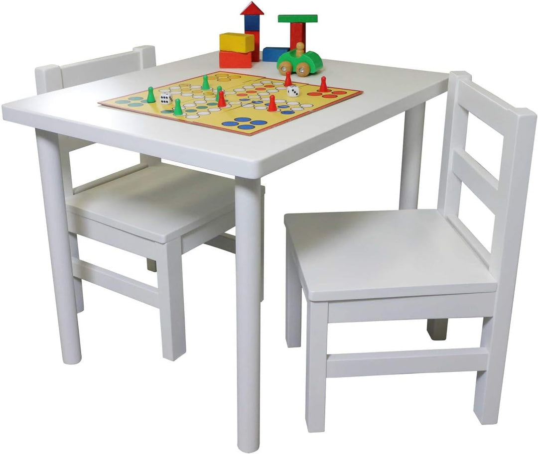 Betten-ABC Bubema Kindertisch Kinderzimmer-Tisch aus massiver Kernbuche Weiss lackiert, extra stabil