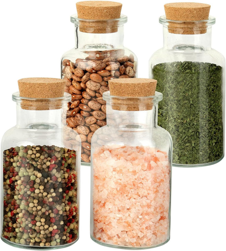 Schramm® Gewürzgläser 300ml rund wählbar 6, 12 oder 24 Stück 14 x 6,8 cm mit Kork Verschluss inkl. E