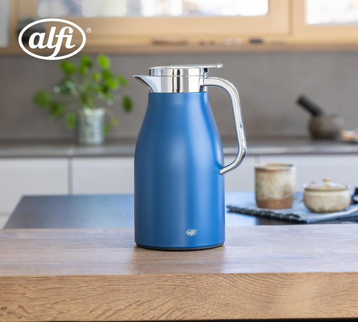 alfi SKYLINE 1,0l, deep water, Edelstahl-Isolierkanne mit hygienischem Hartglaseinsatz, Drehverschlu