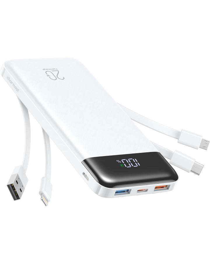 Charmast Power Bank, 22,5W Powerbank 20000mAh mit USB-C Kabel und LED-Display, PD3.0 QC4.0 Externe H