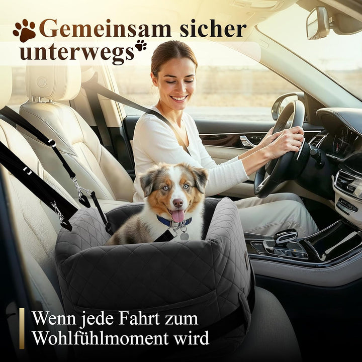 Hunde Autositz für kleine bis mittlere Hunde, Premium Hundesitz Auto waschbar mit Sicherheitsleine,