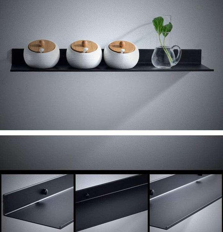 An der Wand montiert Schwimmend Metall Regalleiste, Schwarz Bad Regal Wandhalterung Regale Platzspar
