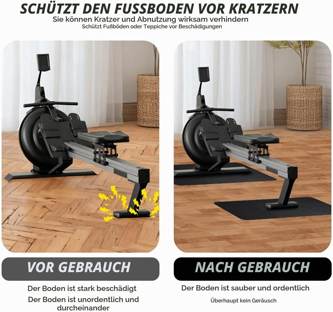 Bodenschutzmatte Fitnessgerät, 2 Stück Unterlegmatte für Fitnessgeräte 6mm Dicke Rutschfeste Bodensc