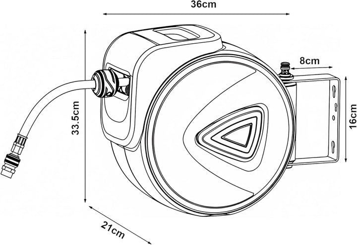 pro.tec Druckluftschlauchtrommel Nassau 180° Schwenkbarkeit Druckluftschlauch 20m + 2m Schlauchtromm