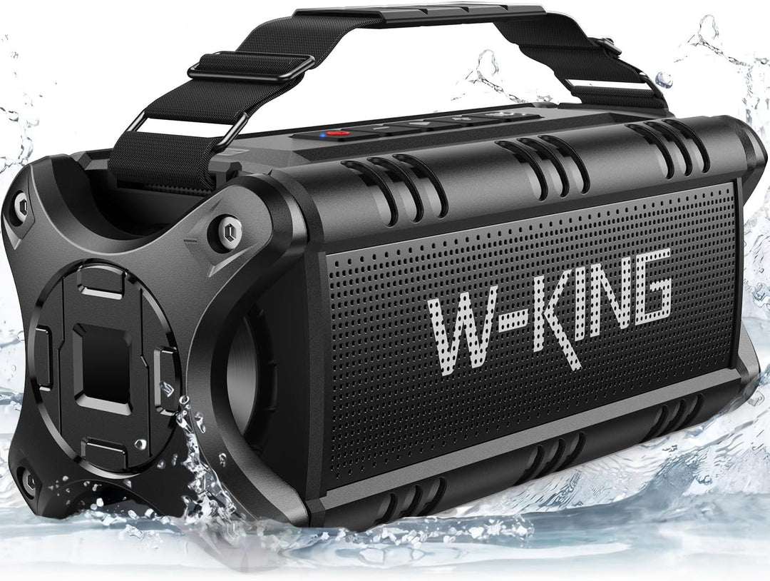 Bluetooth Lautsprecher, W-KING 50W Musikbox mit Enormer Bass/EQ/Powerbank/24H Akku/Wasserdicht IPX6