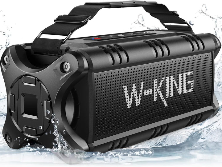 Bluetooth Lautsprecher, W-KING 50W Musikbox mit Enormer Bass/EQ/Powerbank/24H Akku/Wasserdicht IPX6