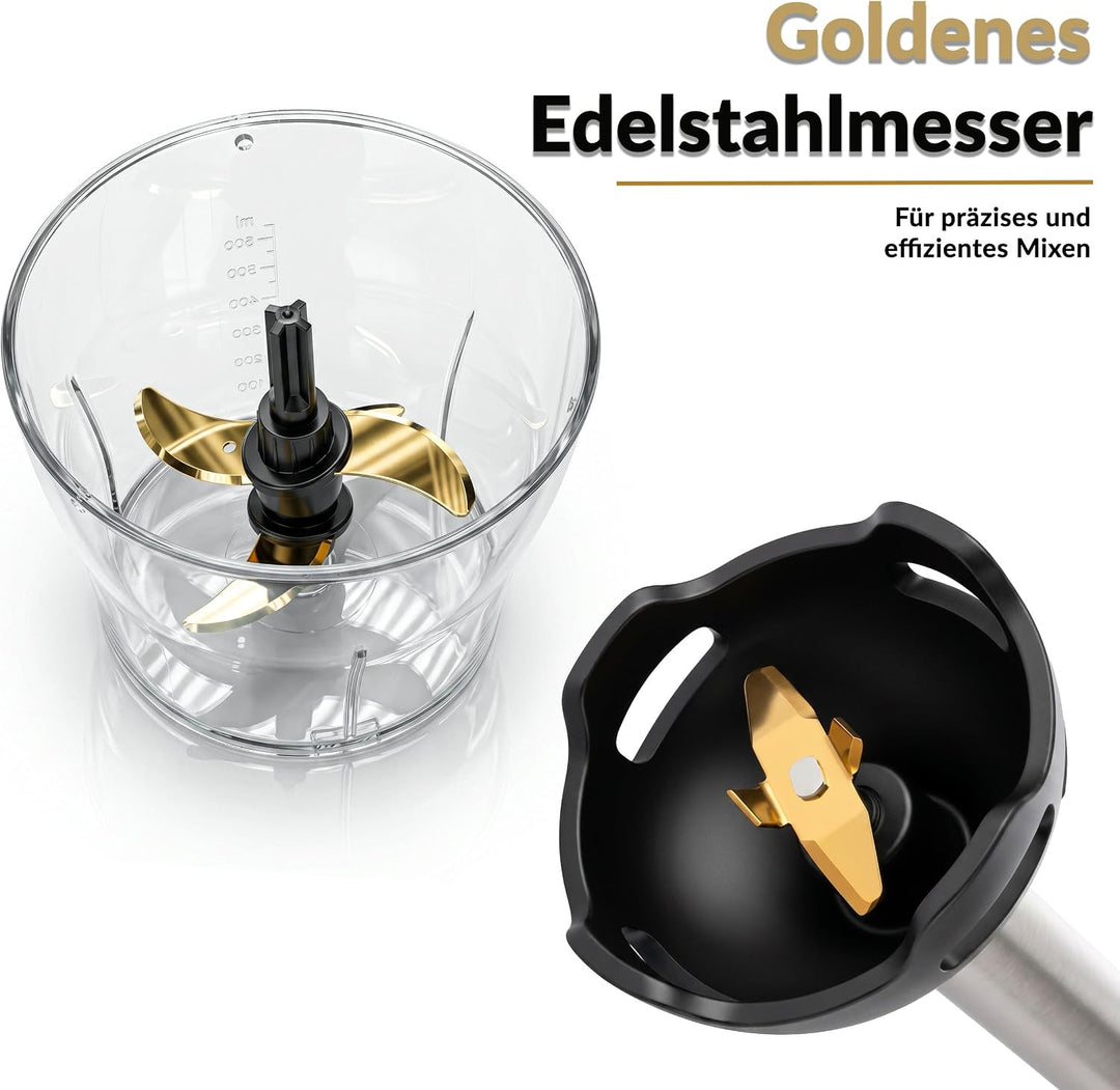 LEHMANN Stabmixer Set 2000 W, Multifunktions Pürierstab 10-in-1, 12 Stufen &amp; Turbo-Funktion, 12 Zube