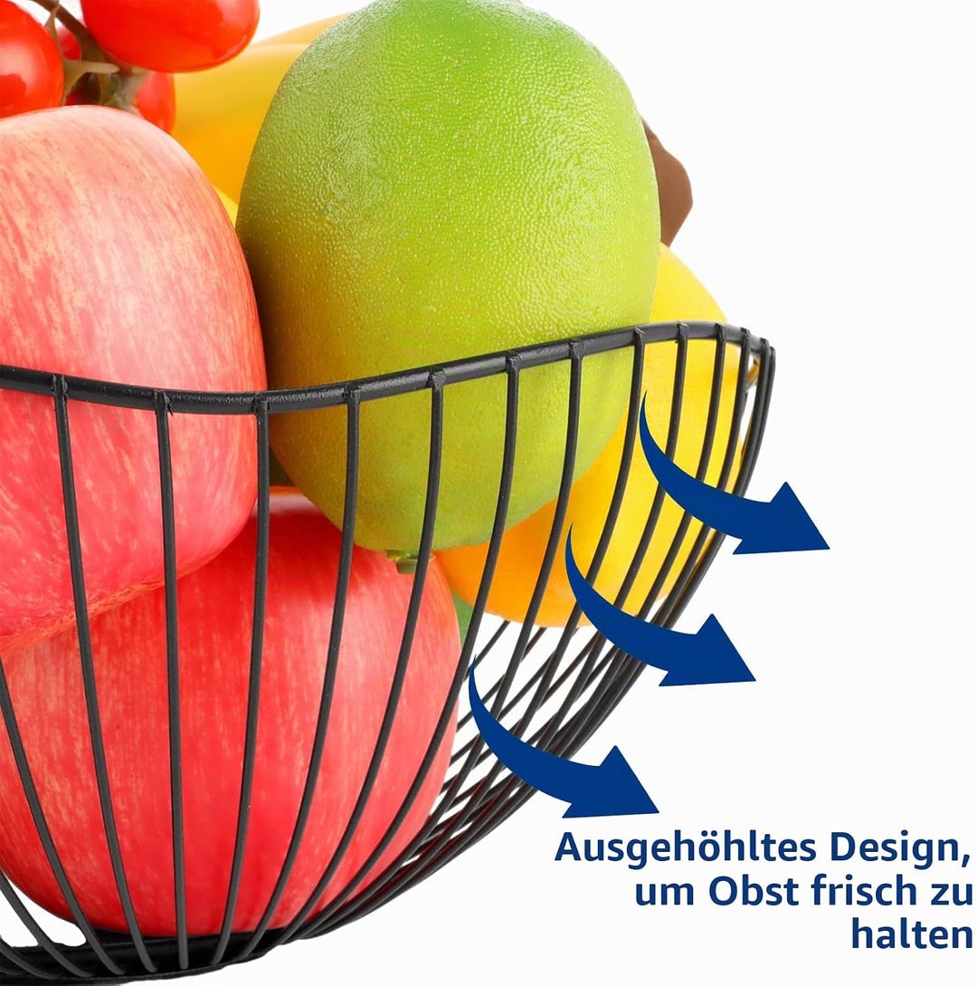 3 Stück Obstschale Schwarz, 25,5x8cm Obstschalen Metall, Obstschale Modern, Fruit Bowl Basket, Obstk