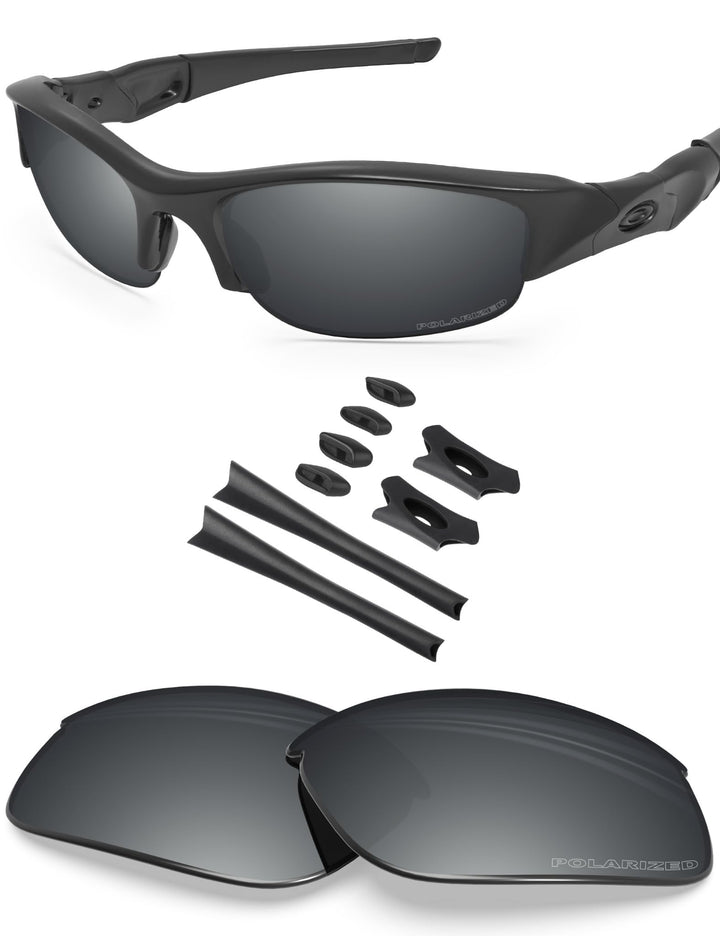 BlazerBuck Anti-salz Polarisierte Ersatzgläser für Oakley Flak Jacket Silberchrom Polarisiert Silber