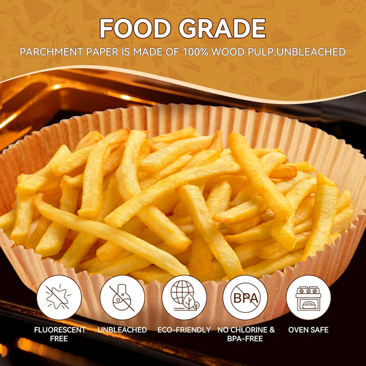 100 Stück Backpapier für Heissluftfritteuse, Rund 20cm BPA-Free Airfryer Backpapier Paper für Heissl