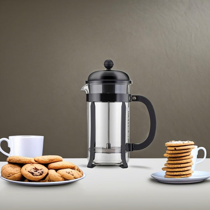 Bodum Chambord Kaffeebereiter 8 Tassen mit Metallrahmen, Chrom, Schwarz, 1 l